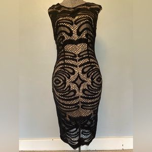 Alexia Admor black lace over nude dress Ladies size S